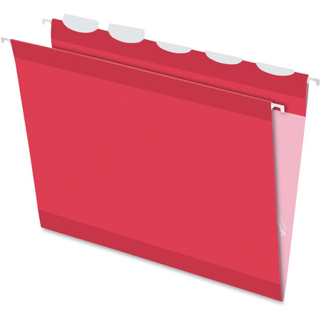 Pendaflex Ready-Tab 1/5 Tab Cut Letter Recycled Hanging Folder - 8 1/2" x 11" - Red - Reinforced - 10% Recycled - 25 / Box