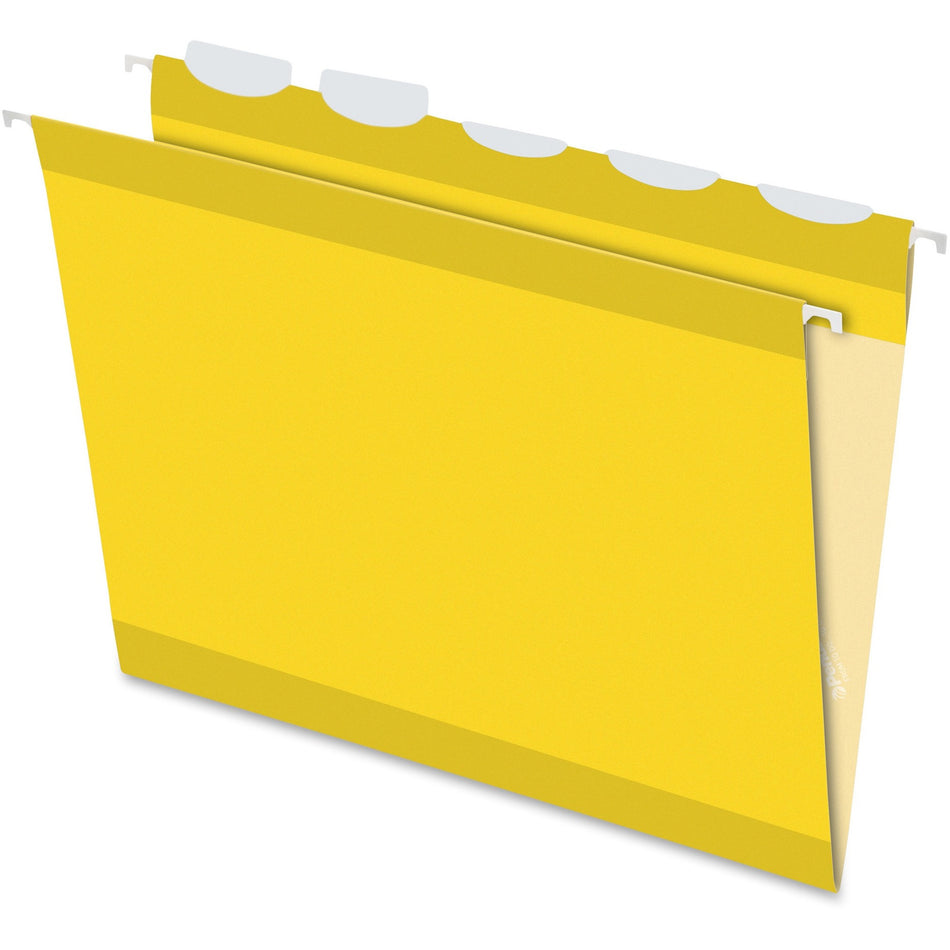 Pendaflex Ready-Tab 1/5 Tab Cut Letter Recycled Hanging Folder - 8 1/2" x 11" - Yellow - Reinforced - 10% Recycled - 25 / Box
