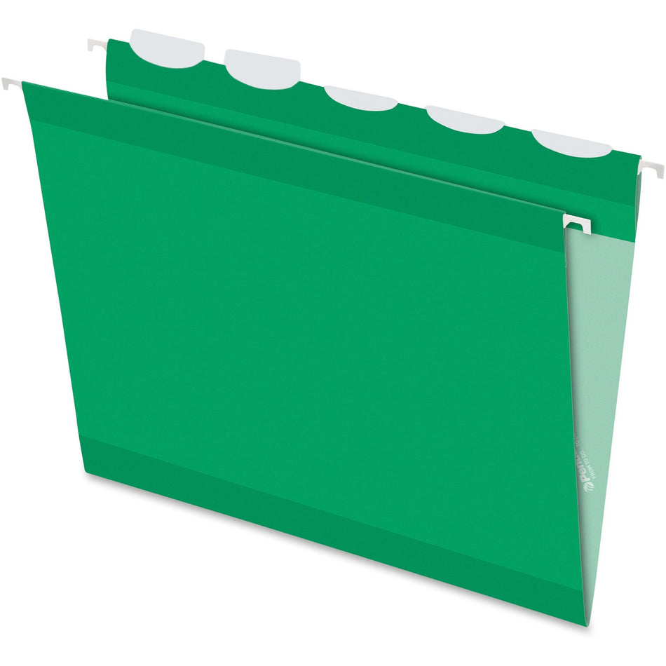 Pendaflex Ready-Tab 1/5 Tab Cut Letter Recycled Hanging Folder - 8 1/2" x 11" - Bright Green - Reinforced Tab - 10% Recycled - 25 / Box