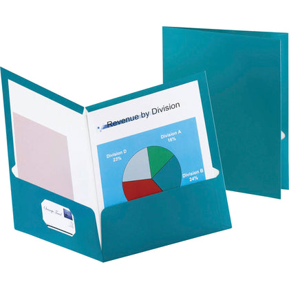 Oxford Teal Letter Pocket Folder - 150 Sheet Capacity - 25/Box - Report Covers