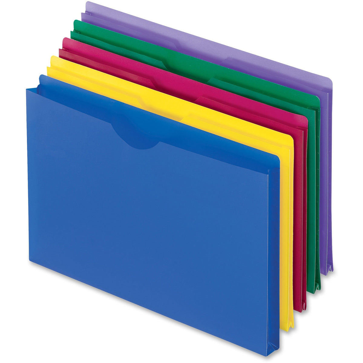 Pendaflex Legal File Jacket - 8 1/2" x 14" - 1" Expansion - Poly - Blue, Magenta, Yellow, Green, Purple - Durable, Tear Resistant, Water Resistant, Translucent - 5 / Pack