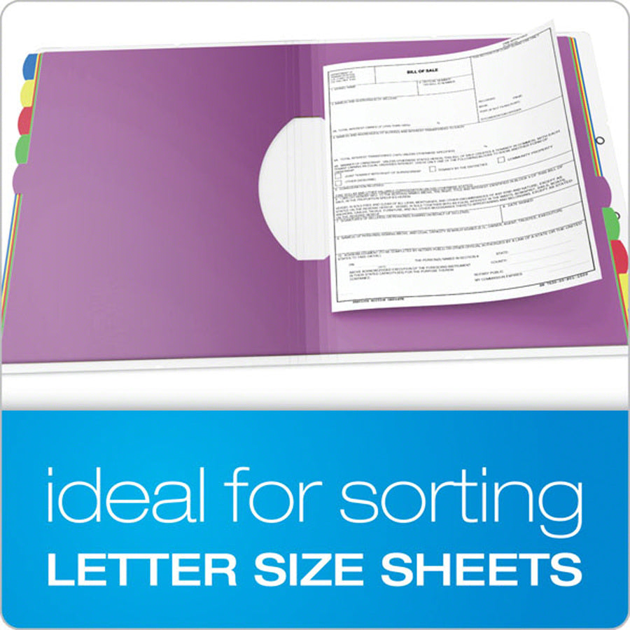 Pendaflex Translucent Poly Project Sorter - 10 x Divider(s) - 10 Tab(s) - 8.5" Divider Width x 11" Divider Length - Letter - Multicolor Divider - Elastic Closure, Moisture Resistant - 1 Each