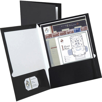 Oxford Showfolio Letter Pocket Folder: 100-Sheet Capacity Black Laminated - 1 Box - Folders