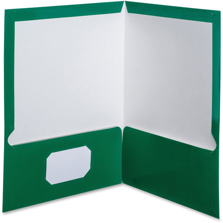 Oxford Letter Pocket Folder - 8 1/2" x 11" - 100 Sheets Capacity - 2 Pocket(s) - Green - Laminated, High Gloss, Soil Resistant, Moisture Resistant, Die-cut - 25 / Box
