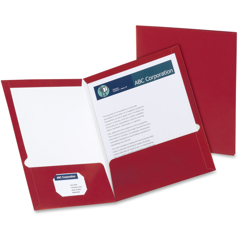 Oxford Letter Pocket Folder - 8 1/2" x 11" - 2 Pocket(s) - Crimson Red - Laminated - 25 / Box