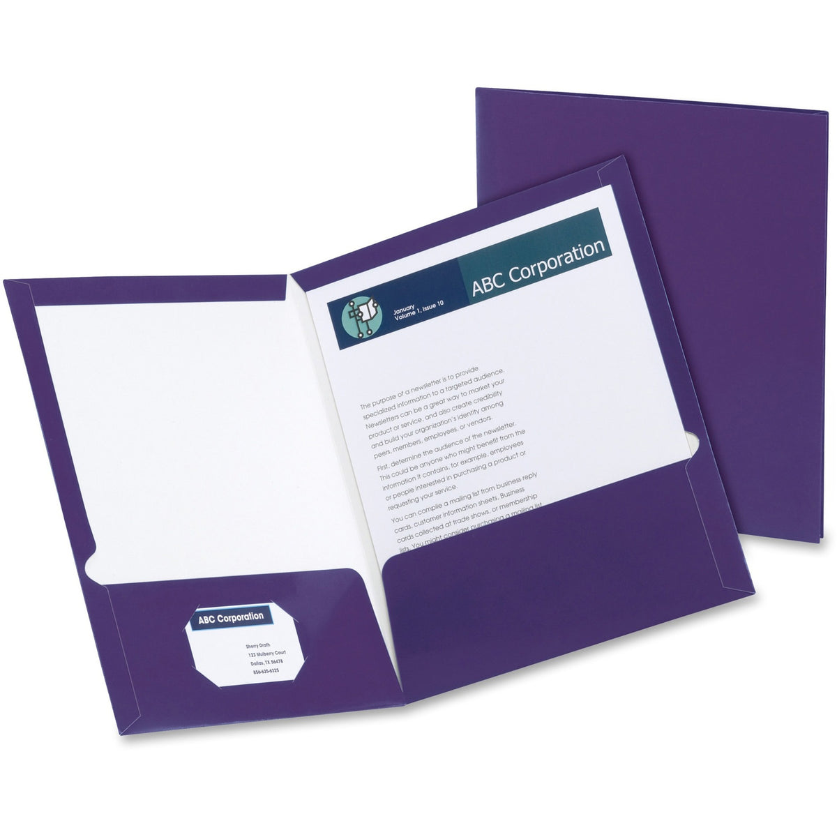 Oxford Letter Pocket Folder - 8 1/2" x 11" - 100 Sheets Capacity - 2 Pocket(s) - Purple - Laminated, High Gloss, Soil Resistant, Moisture Resistant, Die-cut - 25 / Box