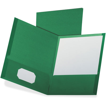 Oxford Letter Recycled Pocket Folder - 8 1/2" x 11" - 100 Sheets Capacity - 2 Pocket(s) - Dark Green - 35% Recycled - 25 / Box