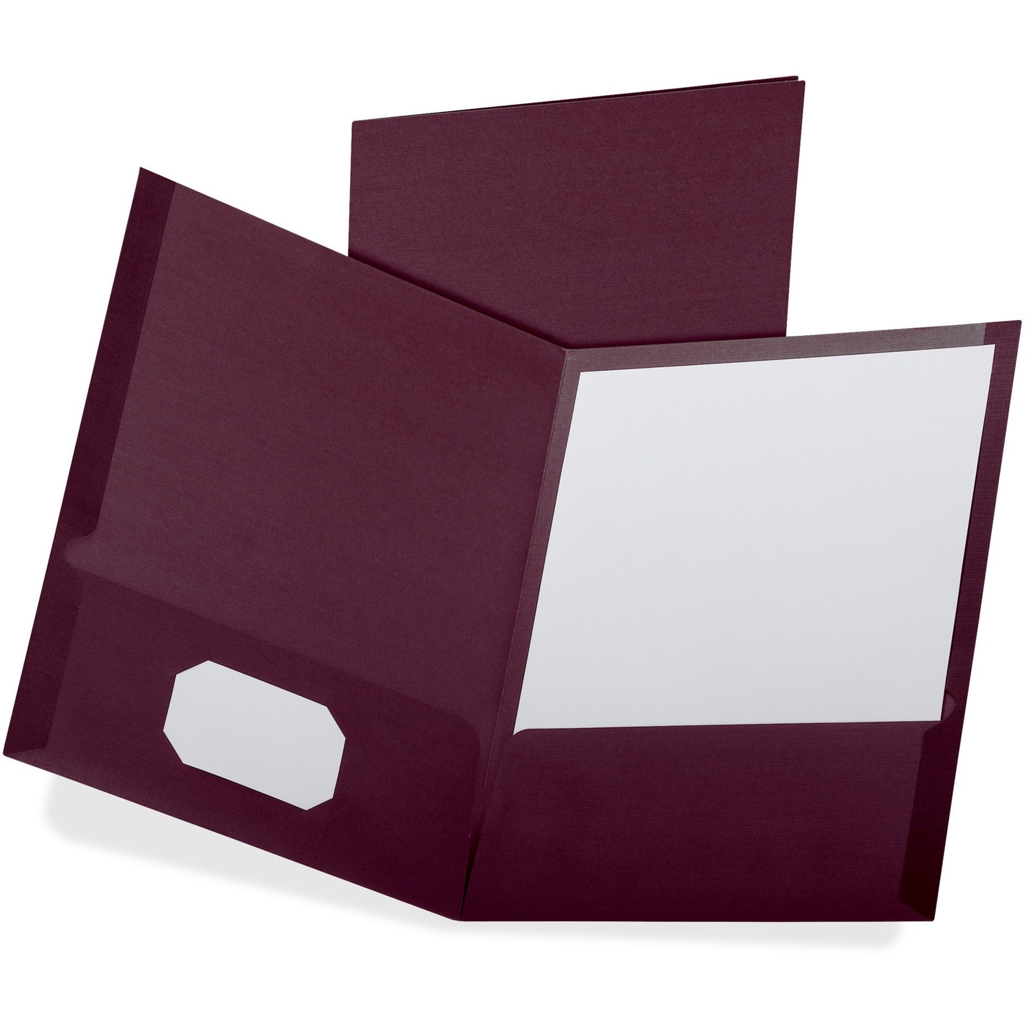 Oxford Letter Recycled Pocket Folder - 8 1/2" x 11" - 100 Sheets Capacity - 2 Pocket(s) - Burgundy - 35% Recycled - 25 / Box