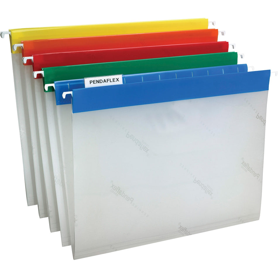 Pendaflex EasyView 1/5 Tab Cut Hanging Folder - 9 1/4" x 11 3/4" - Assorted Tab Position - Poly - Blue, Yellow, Red, Orange, Green - Wear Resistant, Tear Proof, Water Resistant - 25 / Box