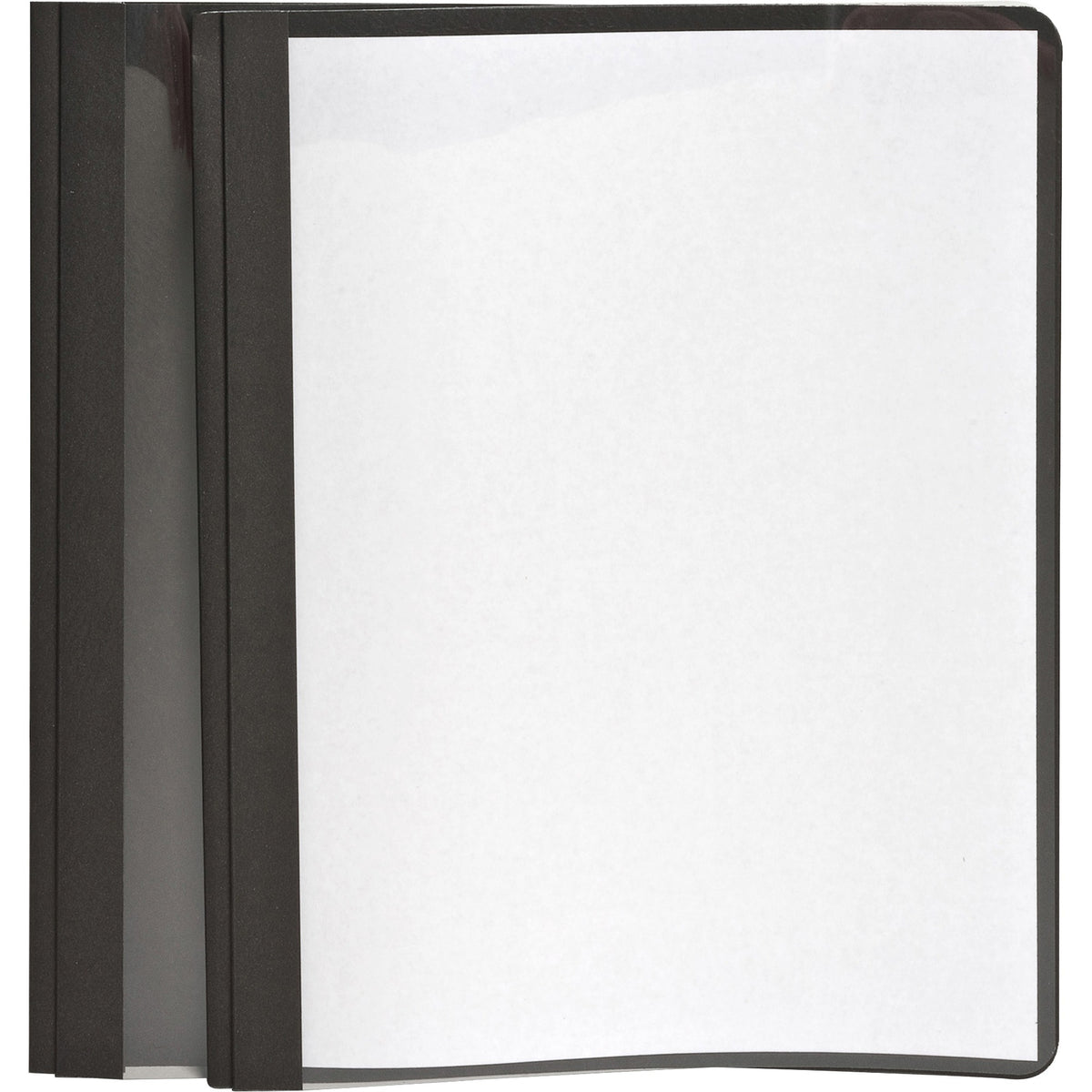 Oxford Letter Report Cover - 8 1/2" x 11" - 100 Sheets Capacity - 3 x Tang Fastener(s) - 1/2" for Folder - Leatherette - Black, Clear - 25 / Box