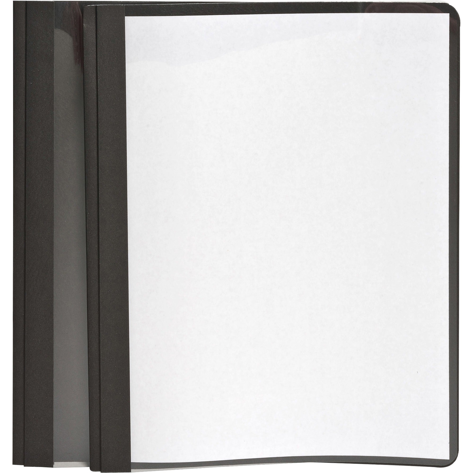 Oxford Letter Report Cover - 8 1/2" x 11" - 100 Sheets Capacity - 3 x Tang Fastener(s) - 1/2" for Folder - Leatherette - Black, Clear - 25 / Box