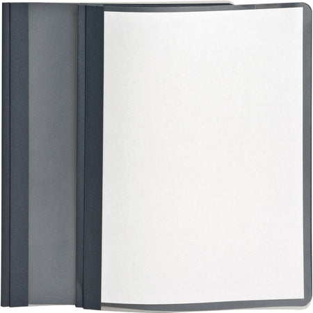 Oxford Letter Recycled Report Cover - 8 1/2" x 11" - 100 Sheets Capacity - 3 x Tang Fastener(s) - 1/2" for Folder - Leatherette - Dark Blue, Clear - 10% Recycled - 25 / Box