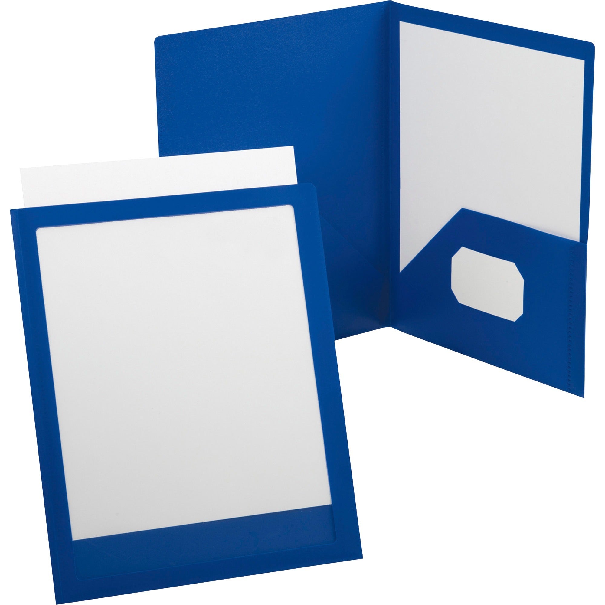 Oxford ViewFolio Letter Pocket Folder - 8 1/2" x 11" , 9 1/2" x 11 5/8" - 2 Pocket(s) - Polypropylene - Blue - Wear Resistant, Water Proof, Die-cut, Durable - 1 Each