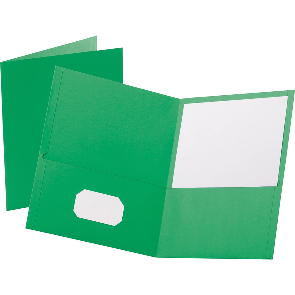 Oxford Letter Recycled Pocket Folder - 8 1/2" x 11" - 100 Sheets Capacity - 2 Internal Pocket(s) - Leatherette - Light Green - Turned Edge - 10% Recycled - 25 / Box