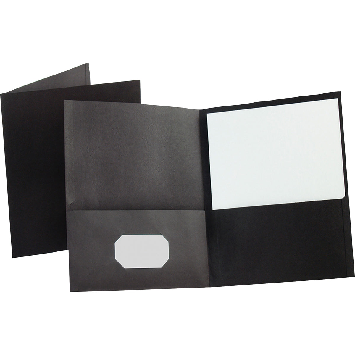 Oxford Letter Recycled Pocket Folder - 8 1/2" x 11" - 100 Sheets Capacity - 2 Internal Pocket(s) - Leatherette - Black - Turned Edge - 10% Recycled - 25 / Box