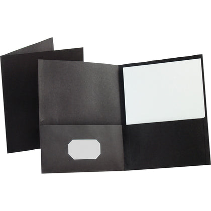Oxford Recycled Pocket Folder - 8 1/2’’ x 11’’ - 100 Sheets - Black Leatherette - Folders