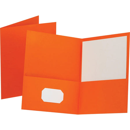 Oxford Letter Recycled Pocket Folder - 8 1/2" x 11" - 100 Sheets Capacity - 2 Internal Pocket(s) - Leatherette - Orange - Turned Edge - 10% Recycled - 25 / Box