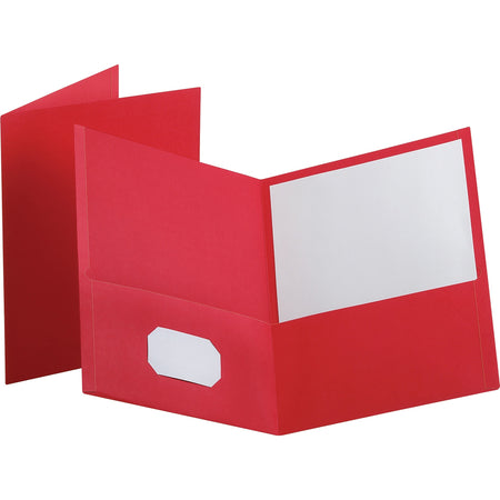 Oxford Letter Recycled Pocket Folder - 8 1/2" x 11" - 100 Sheets Capacity - 2 Internal Pocket(s) - Leatherette - Red - Turned Edge - 10% Recycled - 25 / Box
