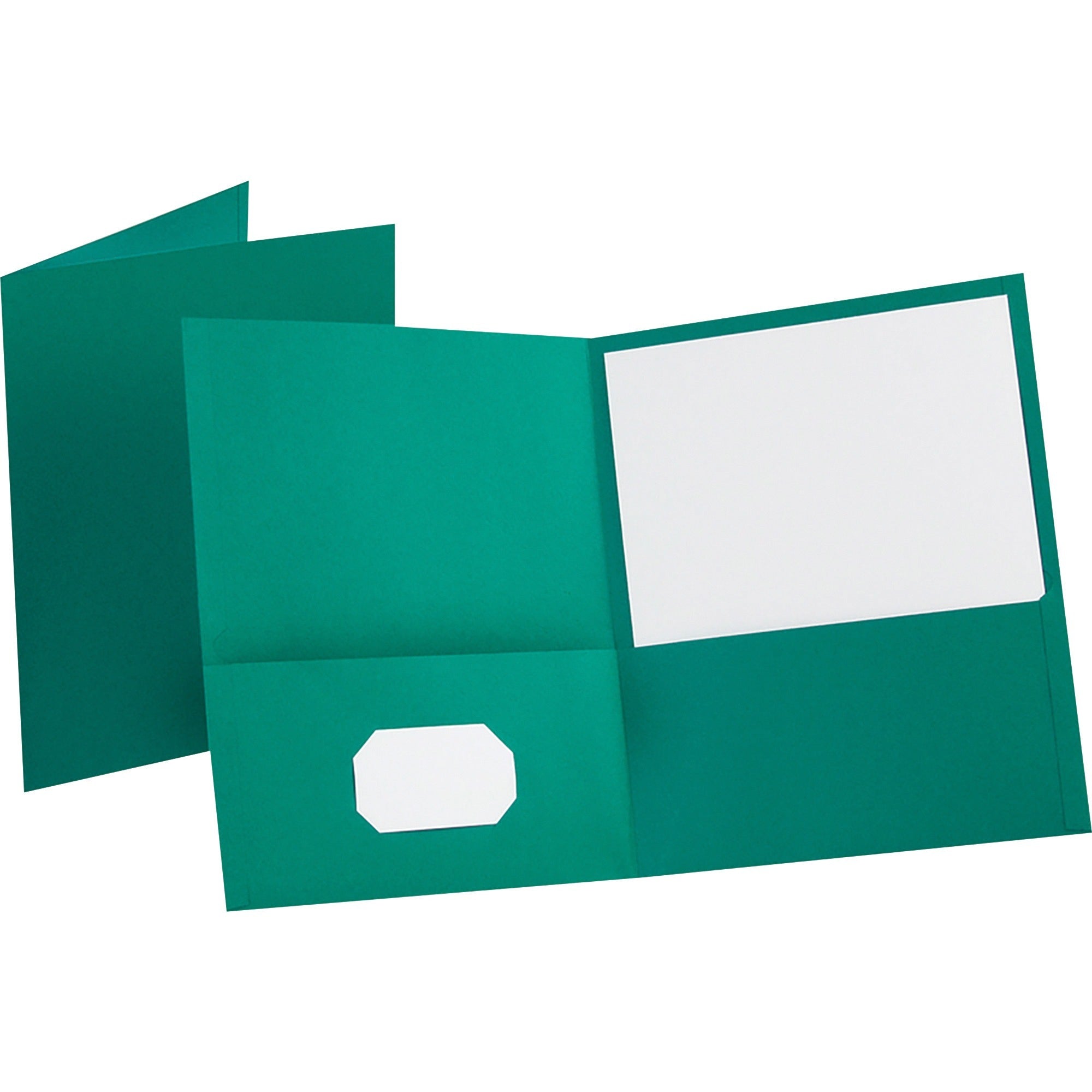 Oxford Letter Recycled Pocket Folder - 8 1/2" x 11" - 100 Sheets Capacity - 2 Internal Pocket(s) - Leatherette - Teal - Turned Edge - 10% Recycled - 25 / Box