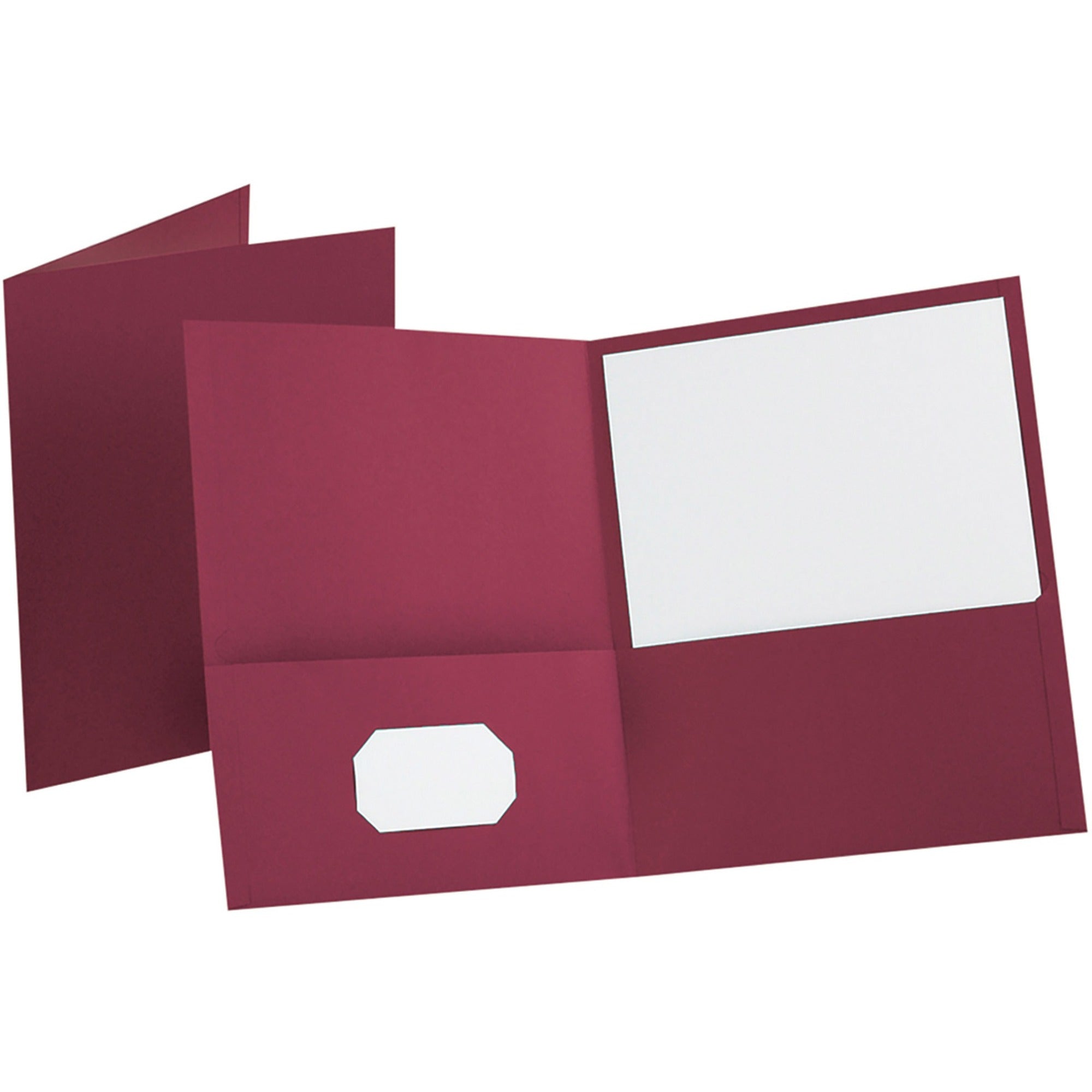 Oxford Letter Recycled Pocket Folder - 8 1/2" x 11" - 100 Sheets Capacity - 2 Internal Pocket(s) - Leatherette - Burgundy - Turned Edge - 10% Recycled - 25 / Box
