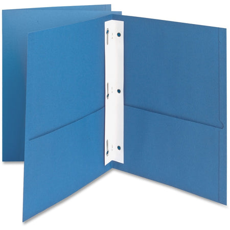 Oxford Letter Recycled Pocket Folder - 8 1/2" x 11" - 85 Sheets Capacity - 3 Fastener(s) - 1/2" for Folder - 2 Inside Front & Back Pocket(s) - Leatherette - Light Blue - 10% Recycled - 25 / Box