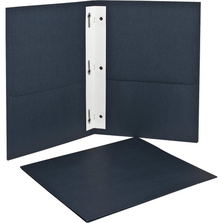 Oxford Letter Recycled Pocket Folder - 8 1/2" x 11" - 3 Fastener(s) - 1/2" for Folder - 2 Inside Front & Back Pocket(s) - Leatherette - Dark Blue - Tear Resistant - 10% Recycled - 25 / Box