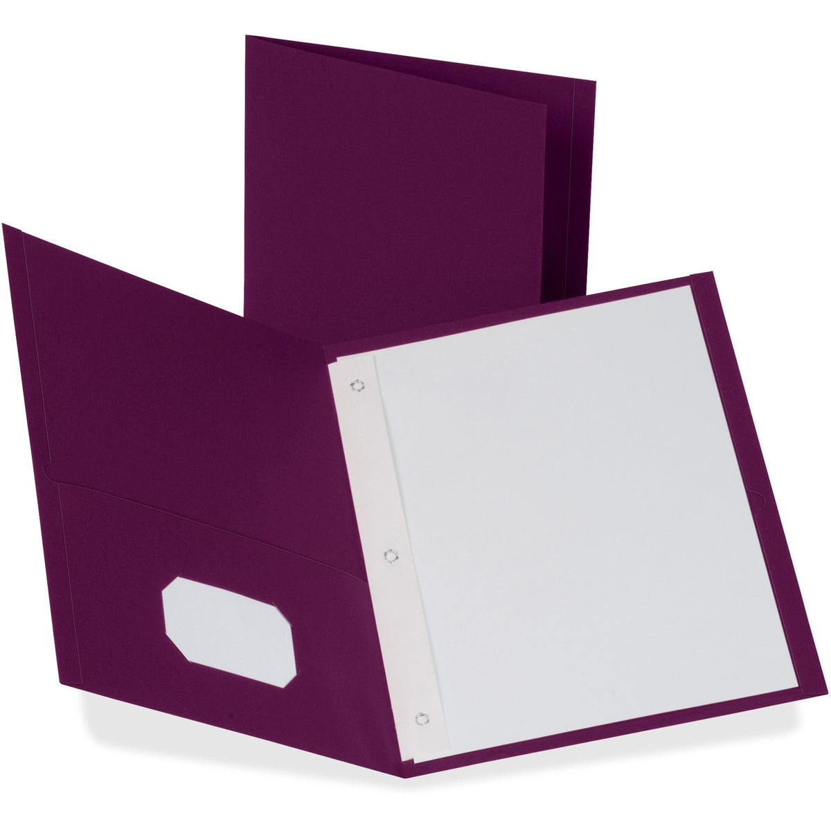 Oxford Letter Recycled Pocket Folder - 8 1/2" x 11" - 3 Fastener(s) - 1/2" for Folder - 2 Inside Front & Back Pocket(s) - Leatherette - Burgundy - Tear Resistant - 10% Recycled - 25 / Box