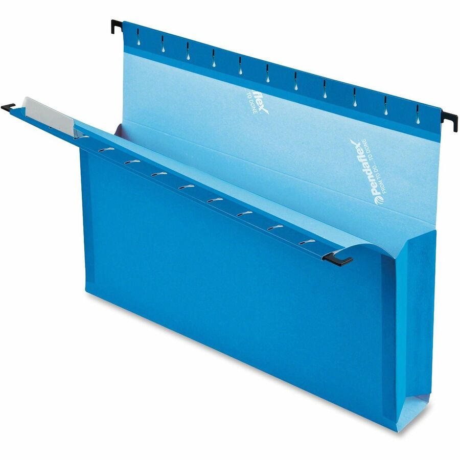 Pendaflex SureHook Letter Recycled Hanging Folder - 8 1/2" x 11" - 2" Expansion - Blue - Slip Resistant, Durable - 10% Recycled - 25 / Box