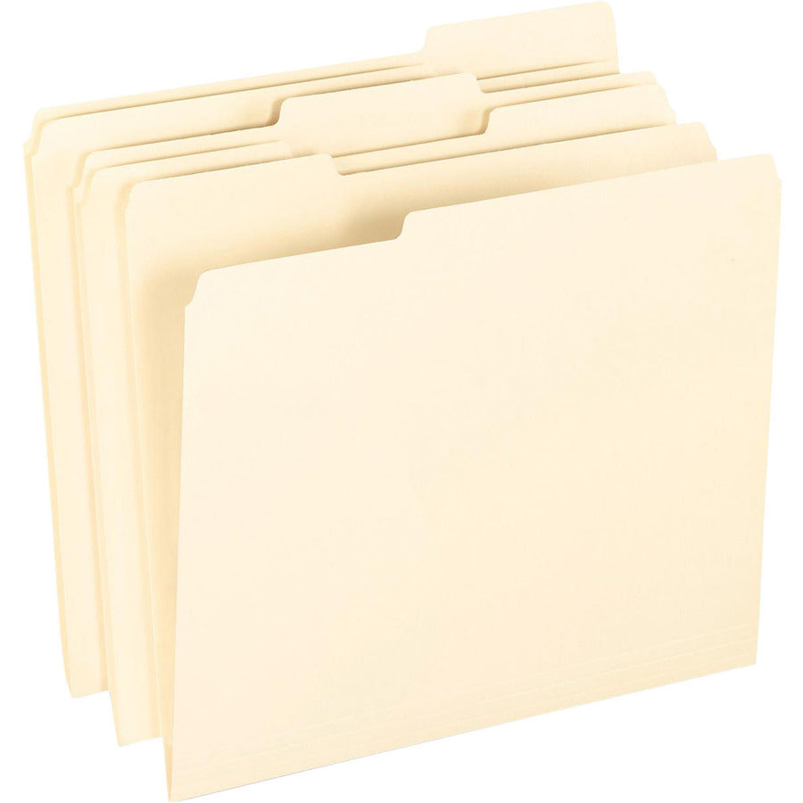 Pendaflex 1/3 Tab Cut Letter Recycled Top Tab File Folder - 8 1/2" x 11" - Top Tab Location - Assorted Tab Position - 11 pt. - Manila - Acid-free - 10% Recycled - 100 / Box