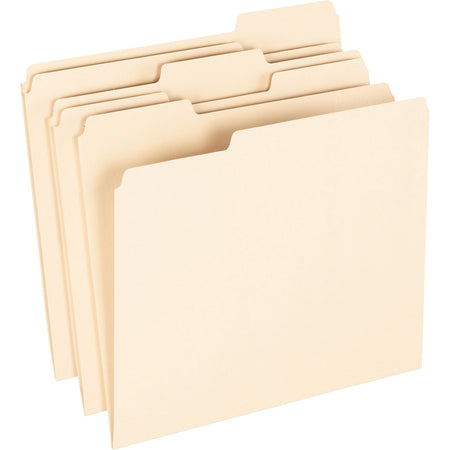 Pendaflex 1/3 Tab Cut Letter Recycled Top Tab File Folder - 8 1/2" x 11" - Top Tab Location - Assorted Tab Position - 11 pt. - Manila - 100% Recycled - 100 / Box