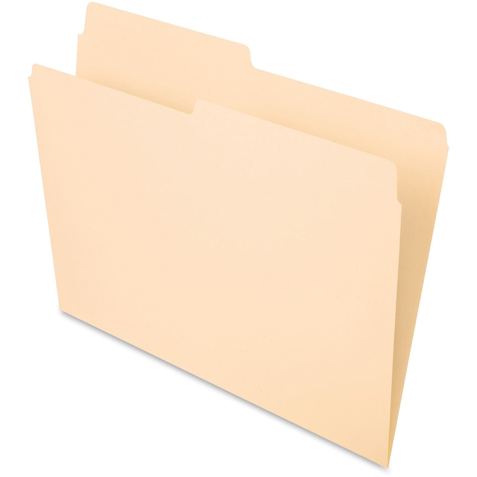 Pendaflex Essentials 1/2 Tab Cut Letter Recycled Top Tab File Folder - 8 1/2" x 11" - 3/4" Expansion - Top Tab Location - Assorted Tab Position - 11 pt. - 1 Plys - Manila - Manila - 10% Recycled - 100 / Box