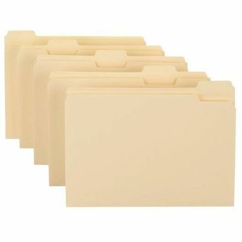 Pendaflex Essentials 1/5 Tab Cut Letter Recycled Top Tab File Folder - 8 1/2" x 11" - 3/4" Expansion - Top Tab Location - Assorted Tab Position - 11 pt. - 1 Plys - Manila - Manila - Corner - 10% Recycled - 100 / Box