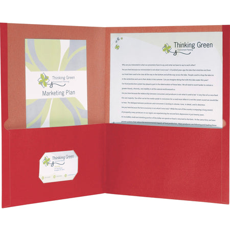 Oxford EarthWise Letter Recycled Pocket Folder - 8 1/2" x 11" - 100 Sheets Capacity - 2 Pocket(s) - Red - 100% Recycled - 25 / Box