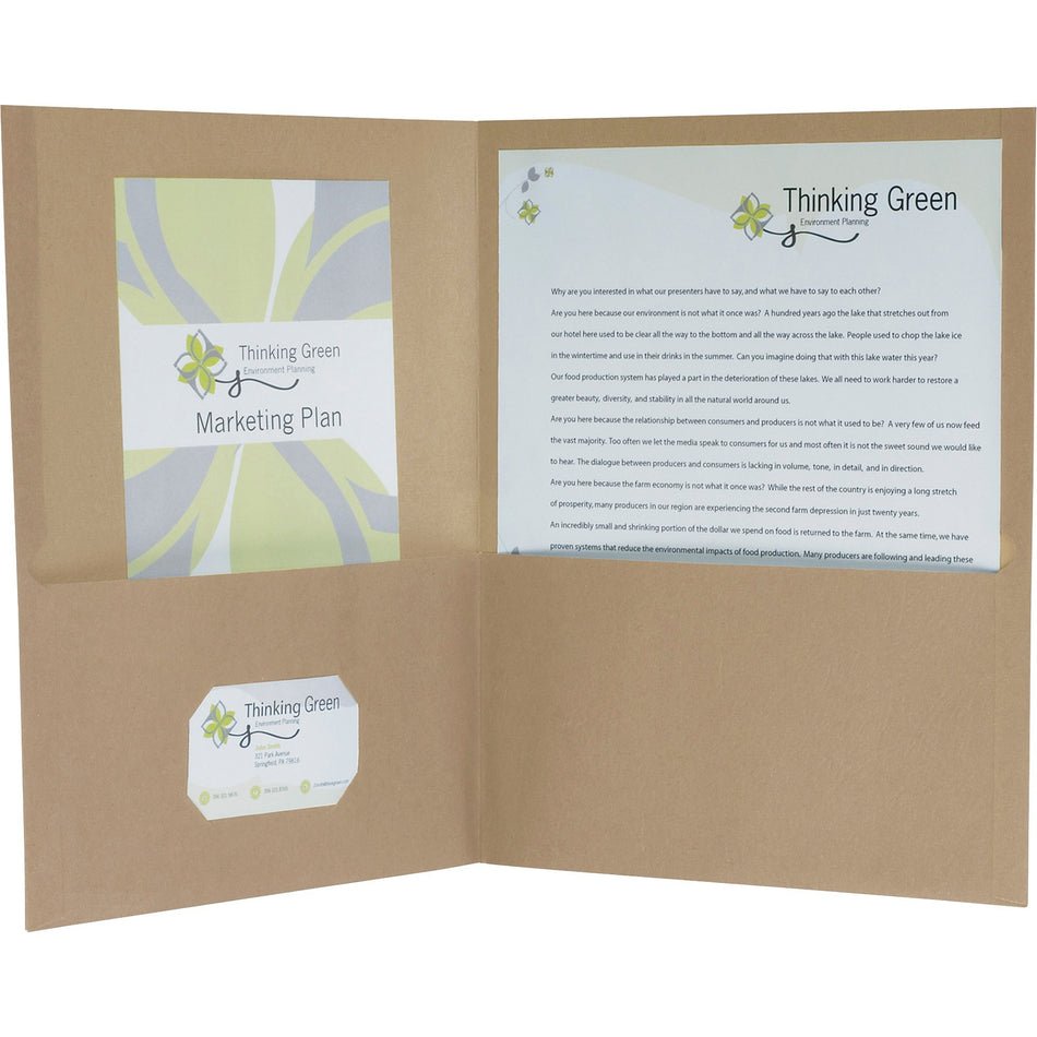 Pendaflex Oxford Letter Recycled Pocket Folder - 8 1/2" x 11" - 100 Sheets Capacity - 2 Pocket(s) - Fiber - Natural - Tear Resistant - 100% Recycled - 25 / Box