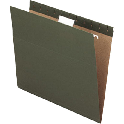 Pendaflex Essentials 1/5 Tab Cut Letter Recycled Hanging Folder - 8 1/2" x 11" - Standard Green - 100% Recycled - 25 / Box