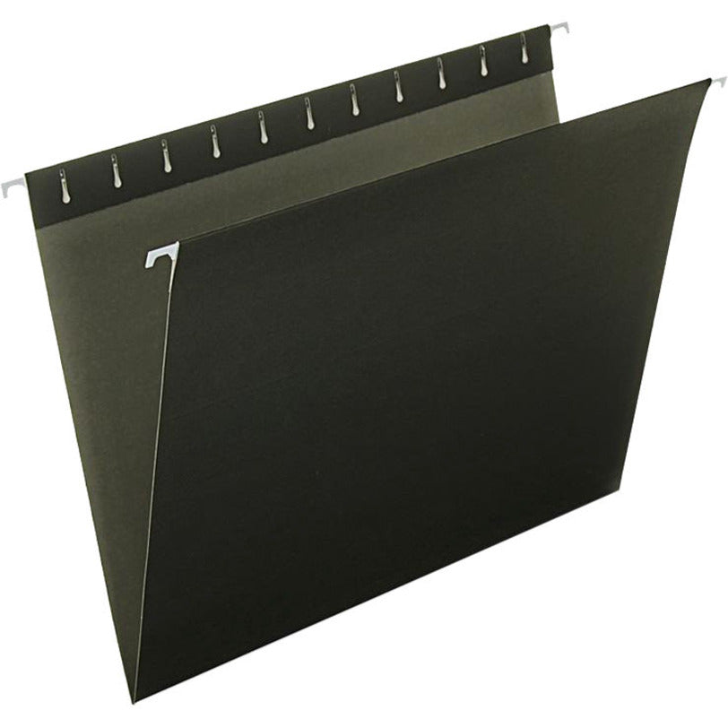 Pendaflex Essentials 1/5 Tab Cut Letter Recycled Hanging Folder - 8 1/2" x 11" - Black - 100% Recycled - 25 / Box