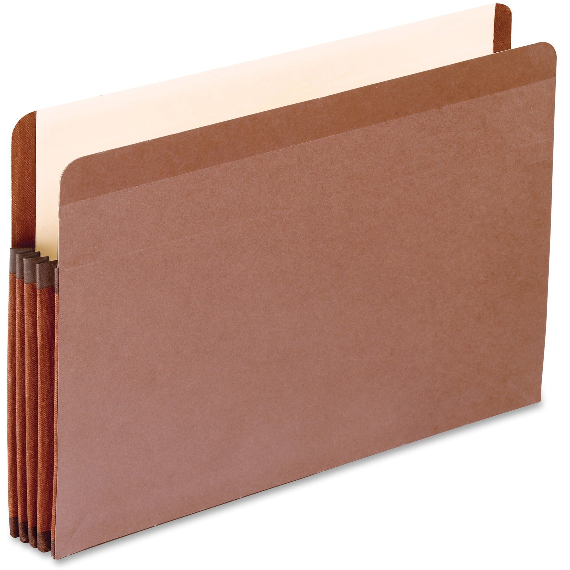 Pendaflex Legal Recycled Expanding File - 8 1/2" x 14" - 3 1/2" Expansion - Red Fiber - Red Fiber - Moisture Resistant, Laminated, Reinforced Gusset, Rip Resistant, Durable, Acid-free - 10% Recycled - 10 / Box