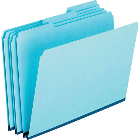 Pendaflex 1/3 Tab Cut Letter Recycled Top Tab File Folder - 8 1/2" x 11" - 1" Expansion - Top Tab Location - Assorted Tab Position - 25 pt. - Pressboard, Tyvek - Blue - Reinforced Gusset, Heavy Duty - 60% Recycled - 25 / Box