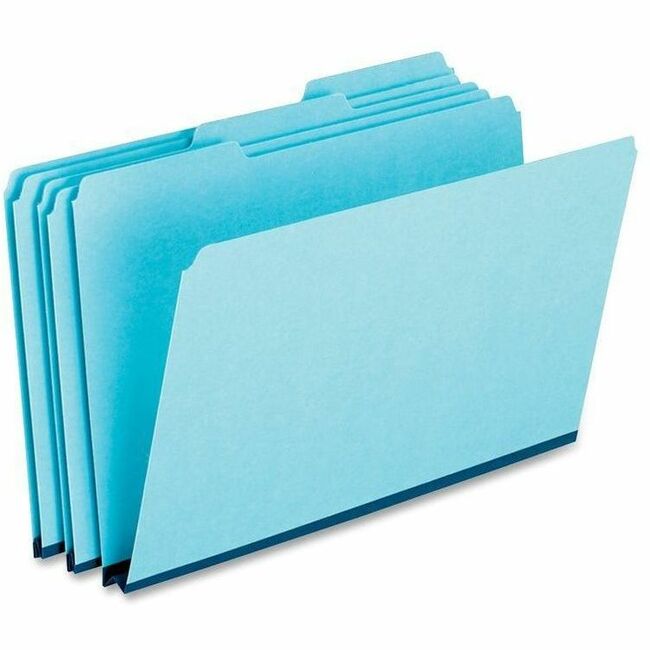 Pendaflex 1/3 Tab Cut Legal Recycled Top Tab File Folder - 8 1/2" x 14" - 1" Expansion - Top Tab Location - Assorted Tab Position - 25 pt. - Pressboard, Tyvek - Blue - Reinforced Gusset, Heavy Duty - 65% Recycled - 25 / Box