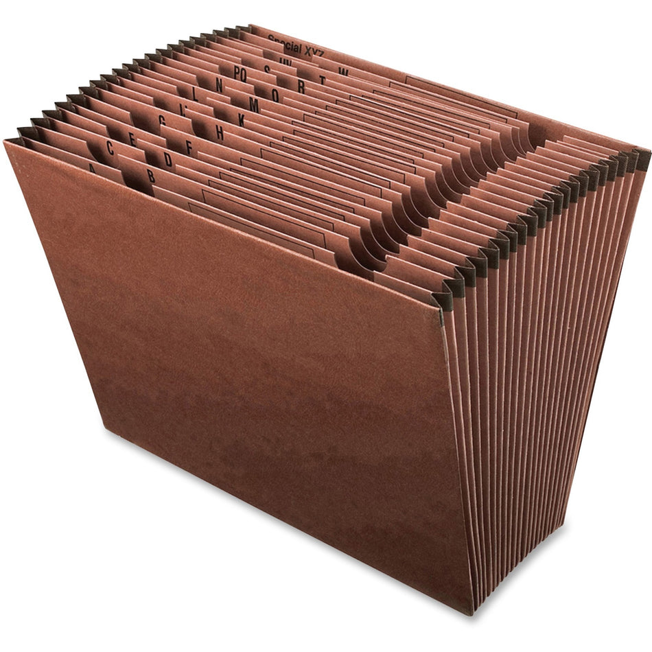 Pendaflex Letter Recycled Expanding File - 8 1/2" x 11" - 21 Pocket(s) - Red Fiber - Red Fiber - Reinforced Gusset, Burst Resistance, Tear Resistant, Preprinted - 100% Recycled - 1 Each