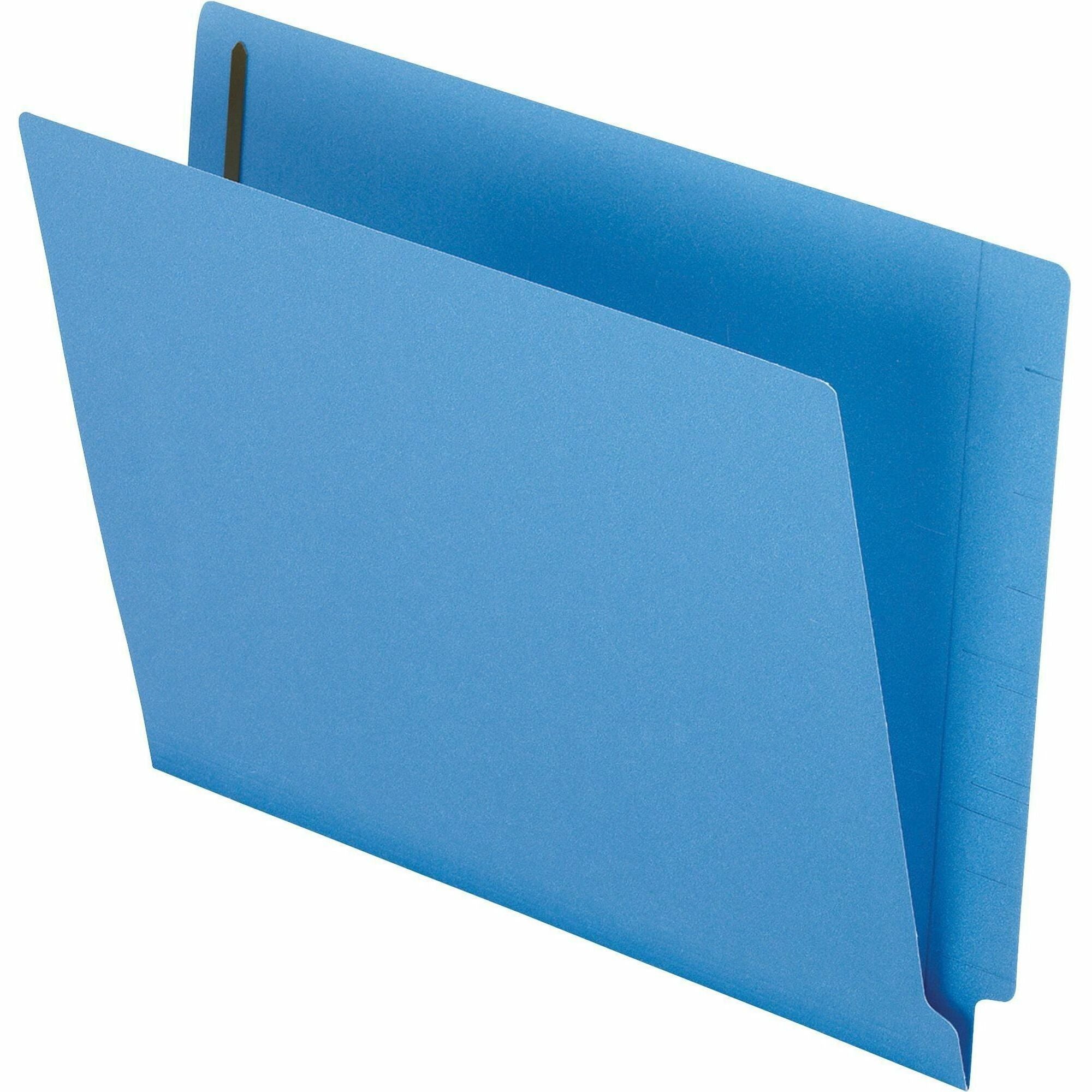 Pendaflex Letter Recycled End Tab File Folder - 8 1/2" x 11" - 3/4" Expansion - 2 Fastener(s) - 11 pt. - 2 Plys - Blue - Heavyweight Cover - 10% Recycled - 50 / Box