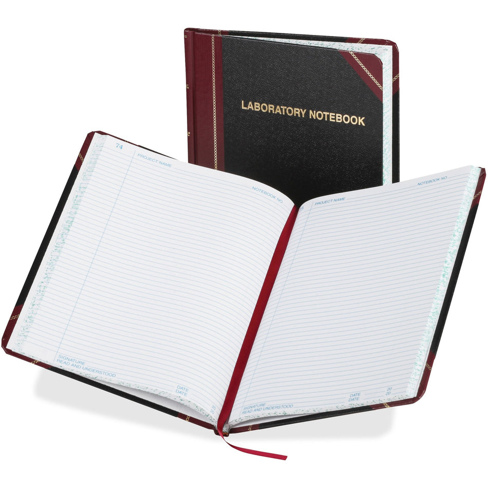 Boorum & Pease Boorum Laboratory Record Notebooks - 150 Sheets - Sewn - 8 1/8" x 10 3/8" Sheet Size - White Paper - Black Fabrihide Cover - Acid-free, Hard Cover, Water Proof - 1 Each