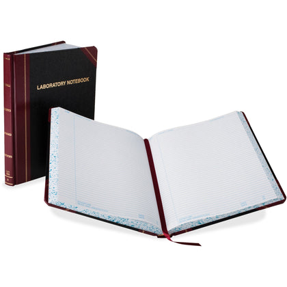 Boorum & Pease Boorum Laboratory Record Notebooks - 300 Sheets - Thread Sewn - 10 3/8" x 8 1/8" Sheet Size - White Paper - Black, Red Cover - Hard Cover, Acid-free, Water Proof, Ribbon Marker, Table of Contents Page - 1 Each