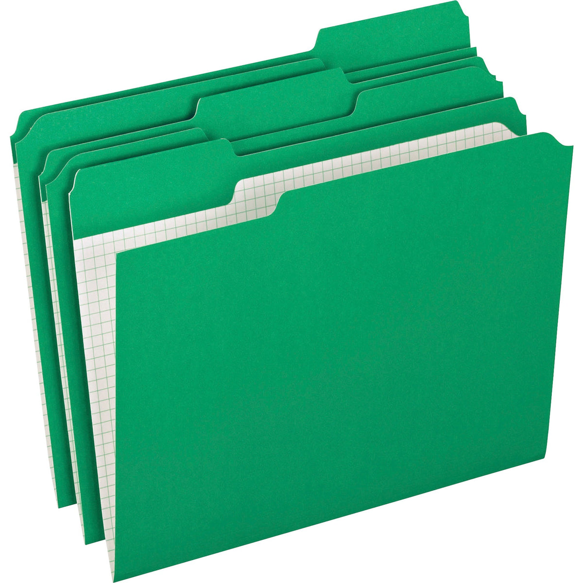 Pendaflex 1/3 Tab Cut Letter Recycled Top Tab File Folder - 8 1/2" x 11" - Top Tab Location - Assorted Tab Position - 11 pt. - Green - Reinforced Tab, Preprinted - 10% Recycled - 100 / Box