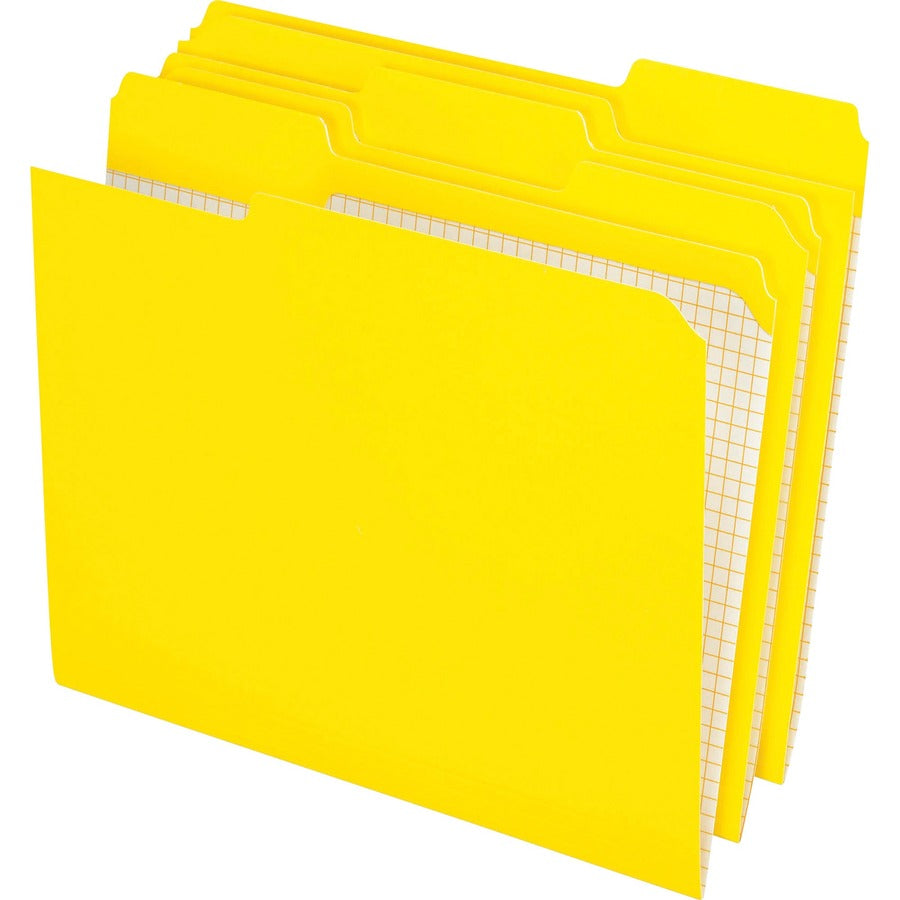 Pendaflex 1/3 Tab Cut Letter Recycled Top Tab File Folder - 8 1/2" x 11" - 11 pt. - Yellow - Reinforced Tab - 10% Recycled - 100 / Box