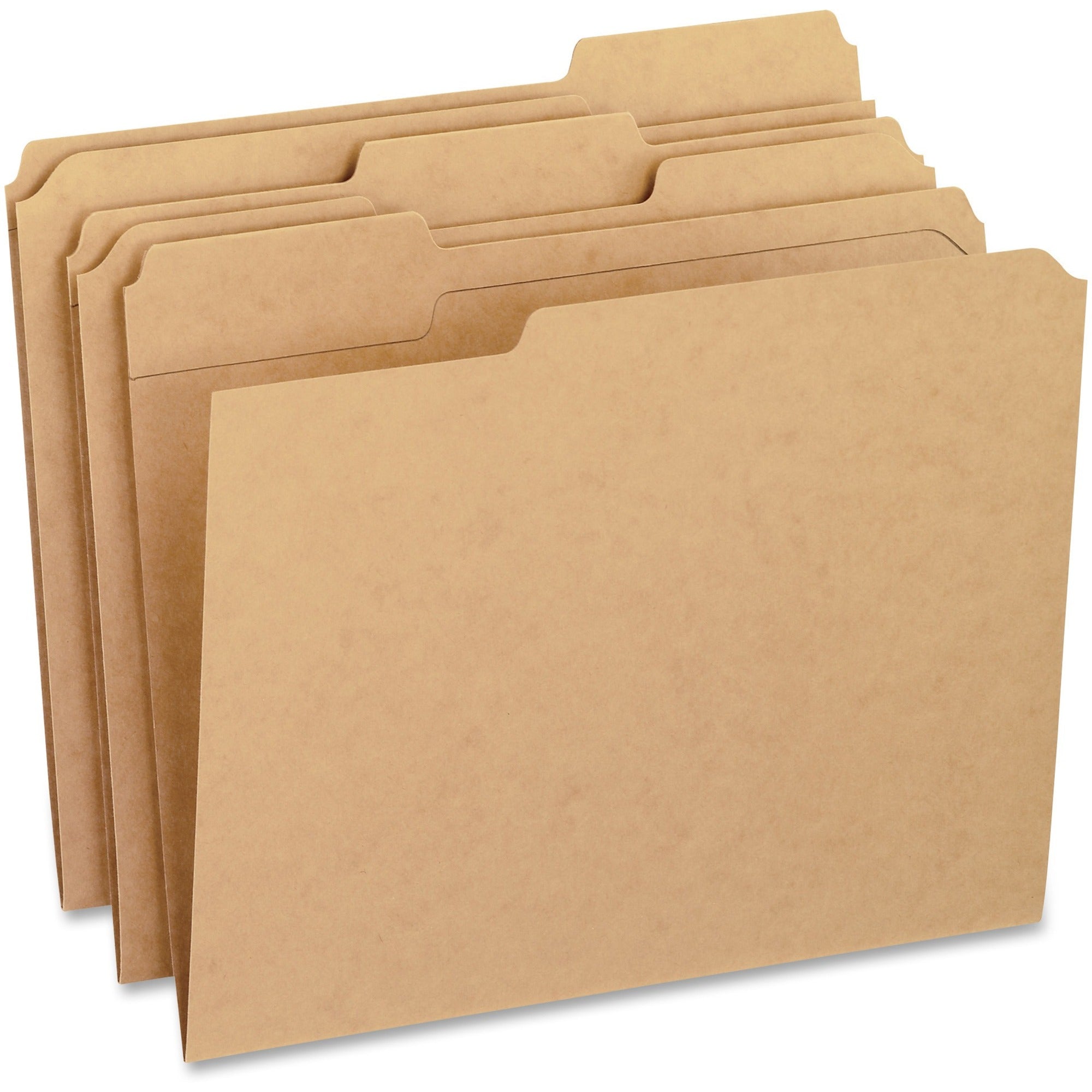Pendaflex 1/3 Tab Cut Letter Recycled Top Tab File Folder - 8 1/2" x 11" - 3/4" Expansion - Top Tab Location - Assorted Tab Position - 11 pt. - Kraft - Kraft - Reinforced, Corner - 10% Recycled - 100 / Box