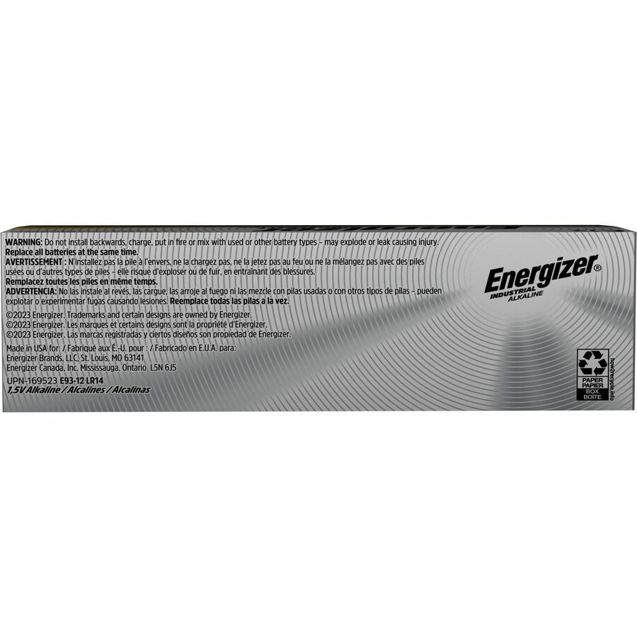 Energizer Industrial C Batteries, C Cell Energizer Industrial Alkaline Batteries - For Electronics, Construction, Facility Maintenance, Medical Center, Office, Classroom - C - 1 Pack
