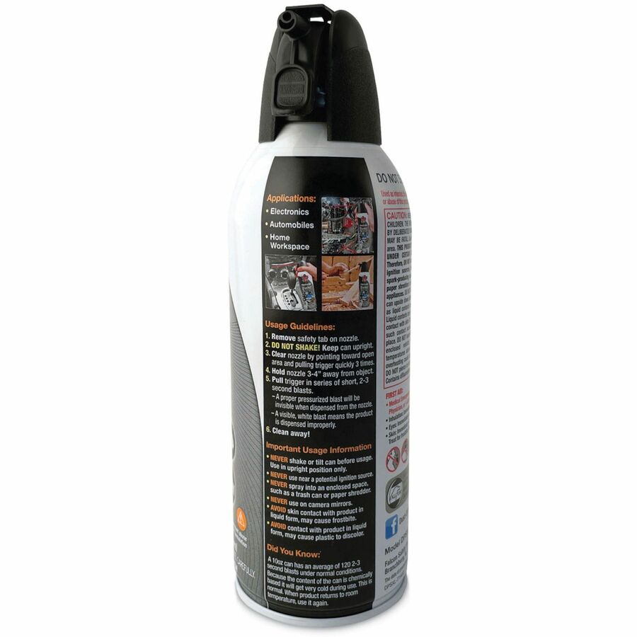Falcon Dust-Off Compressed Gas Duster - Ozone-safe, Moisture-free - Black - 6 / Pack