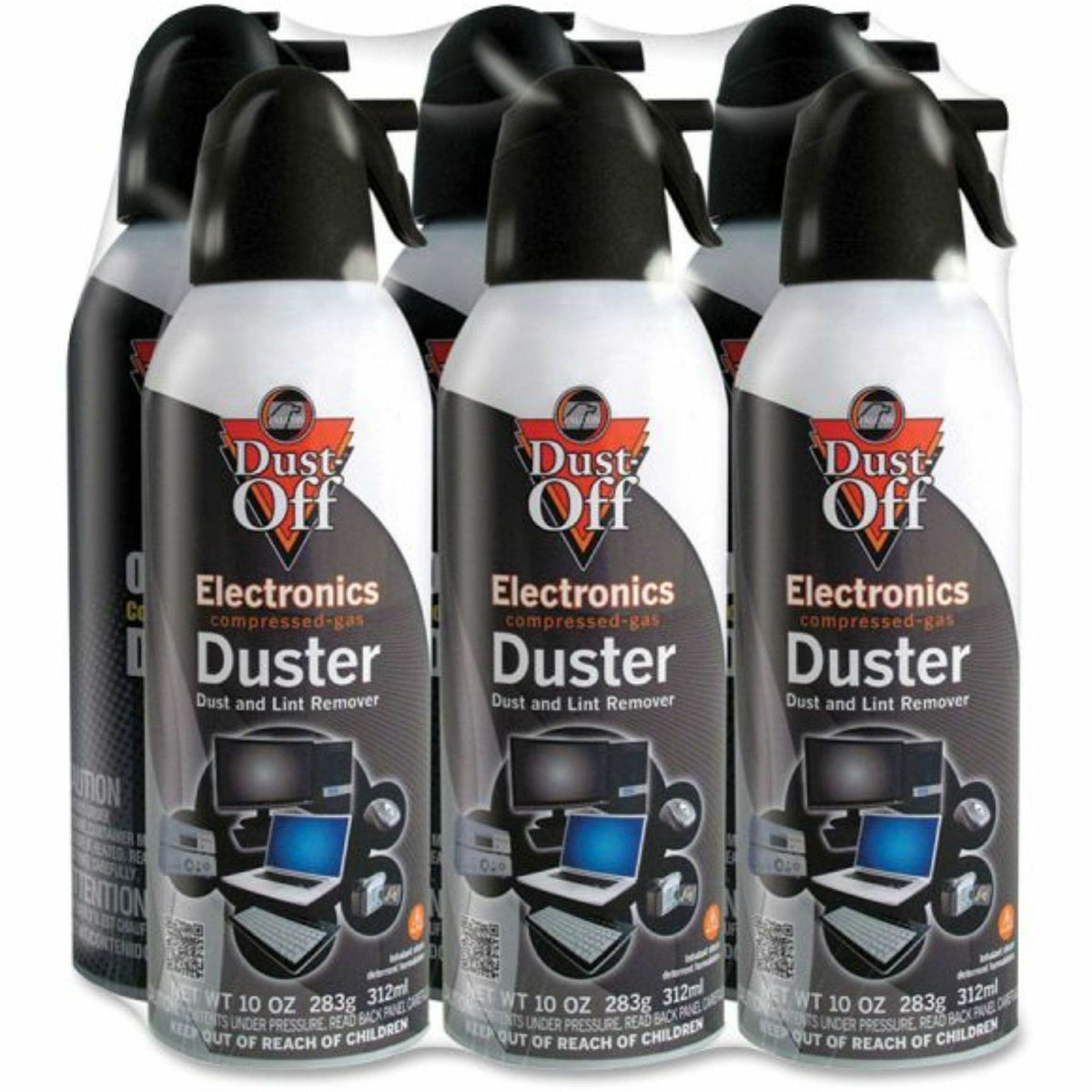 Falcon Dust-Off Compressed Gas Duster - Ozone-safe, Moisture-free - Black - 6 / Pack