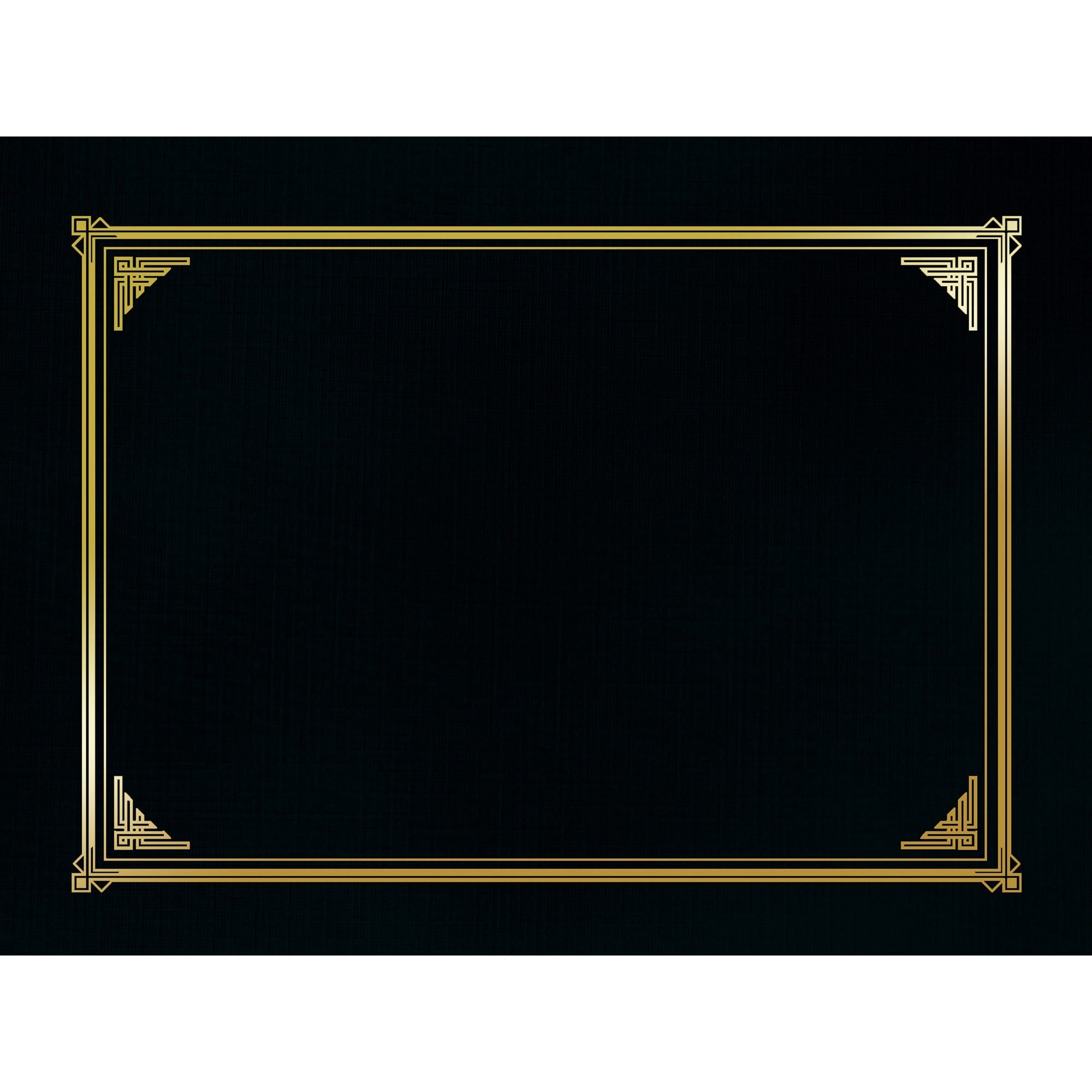 Geographics Letter, A4 Recycled Certificate Holder - 8 1/2" x 11" , 10" x 8" , 8 17/64" x 11 11/16" - Linen - Black - Die-cut, Embossed - 30% Recycled - 6 / Pack